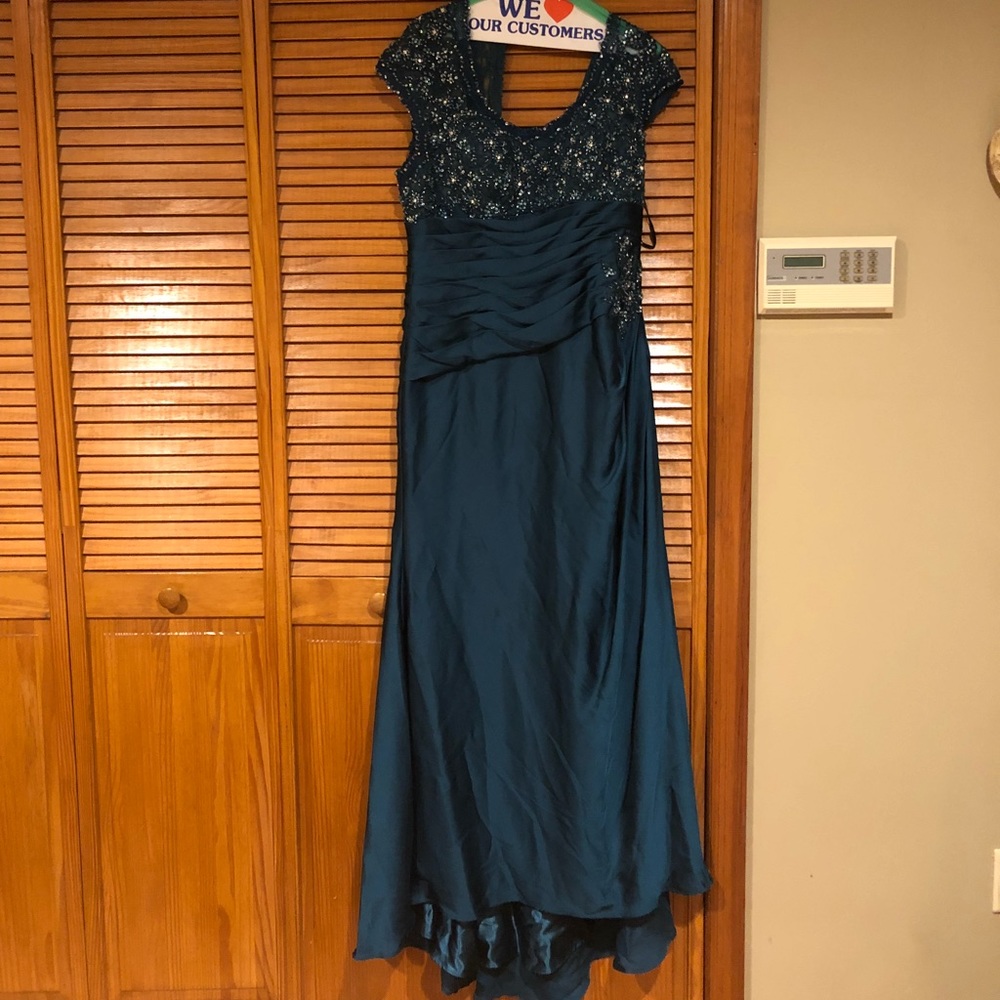 Emerald green evening dress